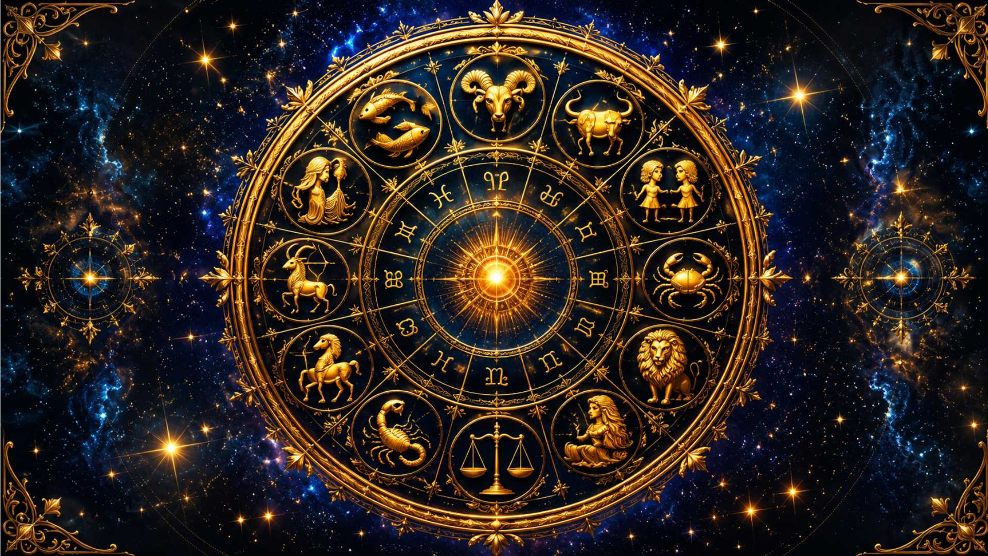 Zodiac wheel of the twelve rising signs
