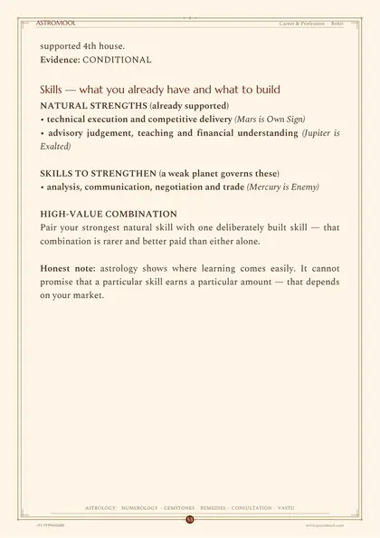Career & Profession Report - sample page 3