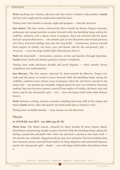 Vimshottari Dasha Report - sample page 3