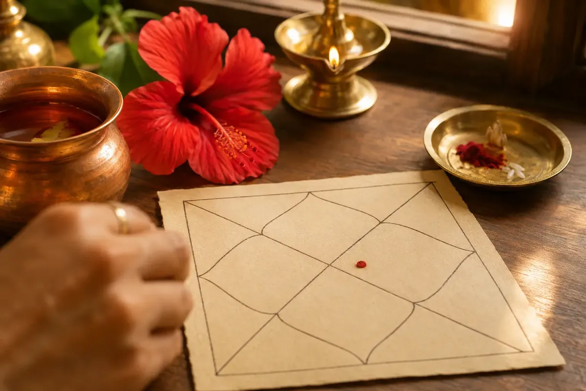 Mars position marked on a Vedic birth chart