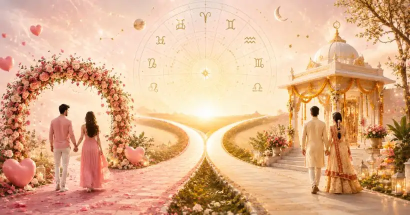 Manglik dosha check and marriage remedies in Vedic astrology — happy married couple
